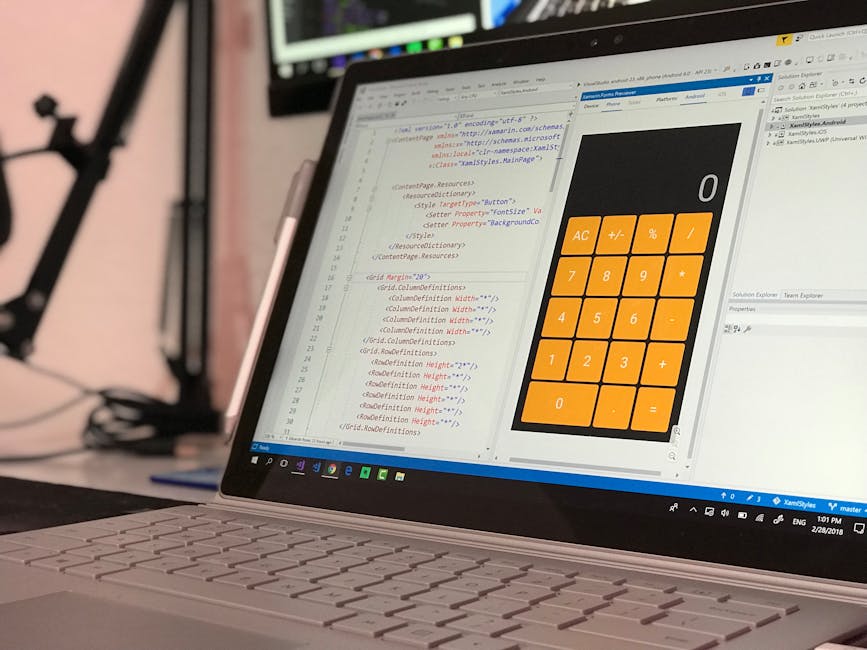 A street scene featuring a red waste collection vehicle parked on the roadside, with a worker in a high-visibility yellow and red vest using a tool to operate the rear loading mechanism. The vehicle's
